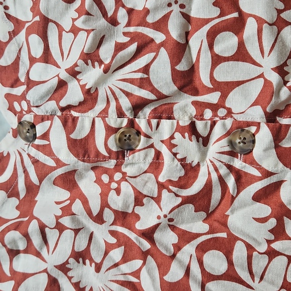 Marine Layer Coral and White Floral Tank Top, Size L - Picture 6 of 10